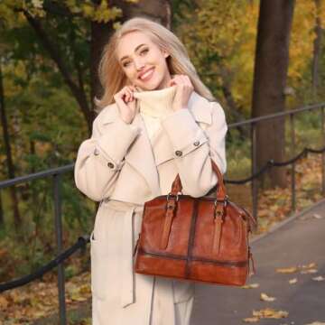 HESHE Genuine Leather Purses and Handbags for Women Shoulder Handbags Satchel Hobo Brown Purses Cros...