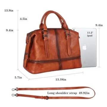 HESHE Genuine Leather Purses and Handbags for Women Shoulder Handbags Satchel Hobo Brown Purses Crossbody Bags for Ladies Tote Work Bag Top Handle Handbag(Brown)