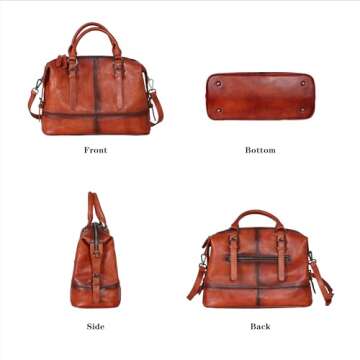 HESHE Genuine Leather Purses and Handbags for Women Shoulder Handbags Satchel Hobo Brown Purses Crossbody Bags for Ladies Tote Work Bag Top Handle Handbag(Brown)