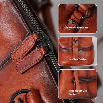 HESHE Genuine Leather Purses and Handbags for Women Shoulder Handbags Satchel Hobo Brown Purses Crossbody Bags for Ladies Tote Work Bag Top Handle Handbag(Brown)