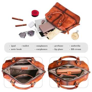 HESHE Genuine Leather Purses and Handbags for Women Shoulder Handbags Satchel Hobo Brown Purses Crossbody Bags for Ladies Tote Work Bag Top Handle Handbag(Brown)