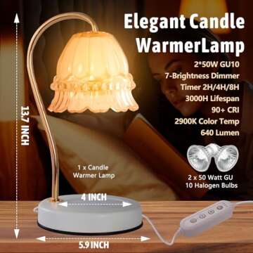 GEEZO Fragrance Candle Warmer Lamp，Electric Candle Warmer with Timer & Dimmer，Mom Christmas Birthday Gifts for Women, House Warming Gifts New Home Bedroom Decor