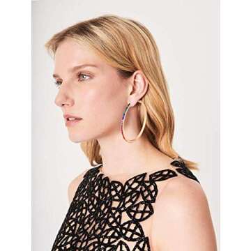 Crystal Hoop Earrings for Women Large Dazzling Rainbow Rhinestone Circle Fashion Earrings Sensitive ...