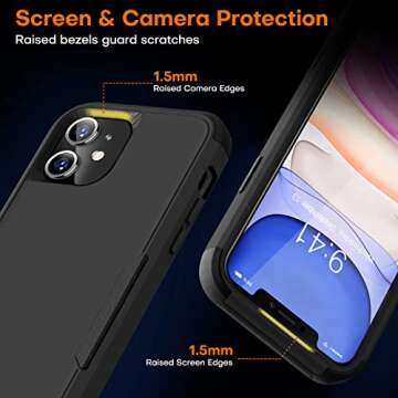Vooii Compatible with iPhone 11 Case, [10 FT Military Grade Drop Protection] [3 in 1 Heavy Duty] Ant...