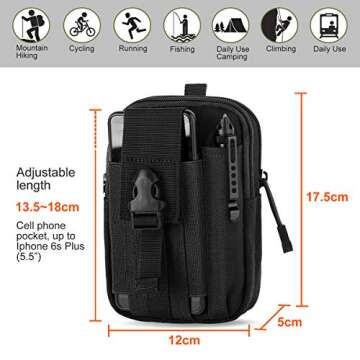 Unigear Compact Multi-Purpose Tactical Mole EDC Utility Gadget Pouch Tools Waist Bag Pack, Black