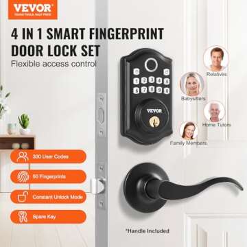VEVOR Fingerprint Door Lock with 2 Level Handles, Keyless Entry Door Lock with Fingerprint/Keypad Co...