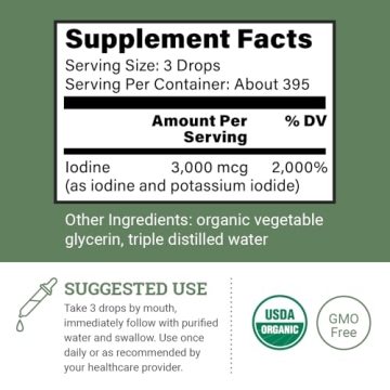 Organic Lugol's Iodine 2% Solution for Thyroid Support