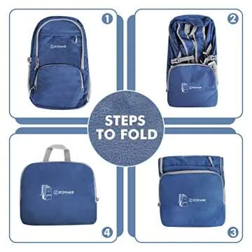 ZOMAKE Lightweight Packable Backpack 30L, Foldable Hiking Backpacks Water Resistant Compact Folding Daypack for Travel(Navy Blue)