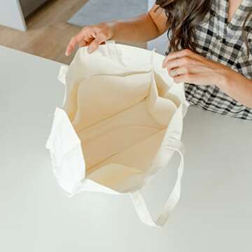 Reusable Grocery Bags Set of 12, 100% Cotton Eco-Friendly Canvas Tote Bundle