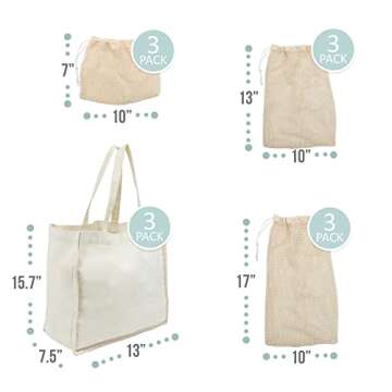 Durable Reusable Grocery Bags Set of 12 for Eco-Friendly Shopping