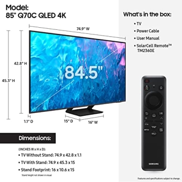 Samsung 85-Inch 4K QLED TV with Smart Features and Gaming Hub