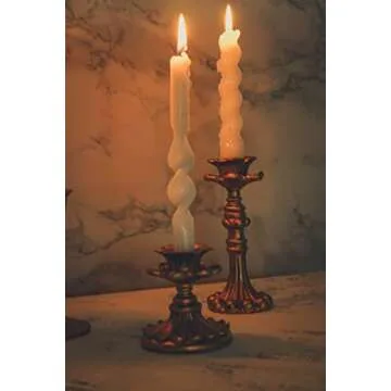 Vintage Candlestick Holder for Taper，Resin Candle Holder Antique Bronze，Decorative for Home Decor Centerpiece for Wedding Party, Wedding Anniversary Decoration，Set of 4(AABC)