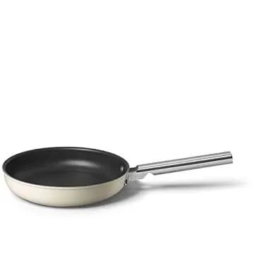Smeg 2PC Non Stick Fry Pan Set Cream, 9.5" Frypan and 11" Frypan