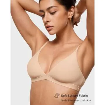 INLYRIC Women's Inbarely Triangle Bralette Plunge Unlined Seamless Bra No Underwire Sexy Comfortable...