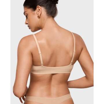 INLYRIC Women's Inbarely Triangle Bralette Plunge Unlined Seamless Bra No Underwire Sexy Comfortable Everyday Beige Medium
