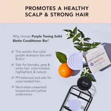 Kitsch Purple Conditioner Bar for Treated & Grey Hair, Made in US, Toning Purple Bar Conditioner for Hair for Blonde, Grey & White Hair, Removes Brass & Yellow Undertones, Paraben Free, 2.7oz