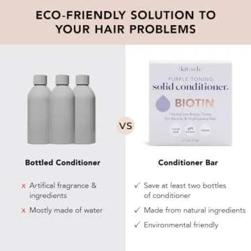 Kitsch Purple Conditioner Bar for Treated & Grey Hair, Made in US, Toning Purple Bar Conditioner for Hair for Blonde, Grey & White Hair, Removes Brass & Yellow Undertones, Paraben Free, 2.7oz