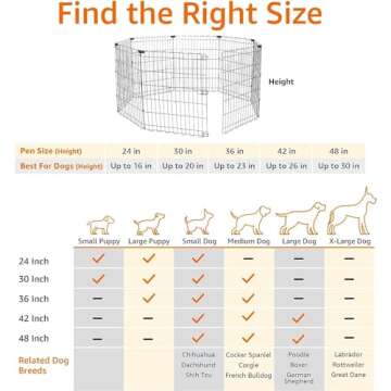 Amazon Basics - Foldable Octagonal Metal Exercise Pet Play Pen for Dogs, No Door, 60 x 60 x 30 Inches, Black