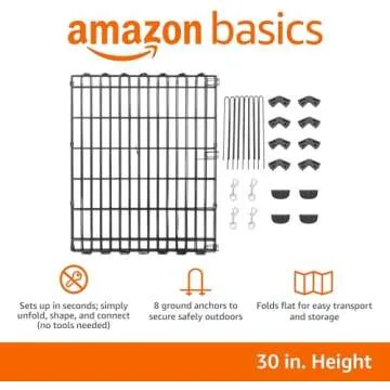 Amazon Basics - Foldable Octagonal Metal Exercise Pet Play Pen for Dogs, No Door, 60 x 60 x 30 Inches, Black