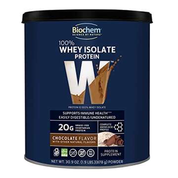 Biochem 100% Whey Isolate Protein - Chocolate Flavor - 30.9 Ounce - Supports Immune Health - Easily ...