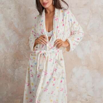 Miqil Women's Cute Fleece Bathrobe for Cozy Comfort