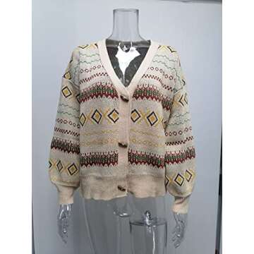 Aztec Oversized Knit Cardigan for Women - Chunky Warm Sweater