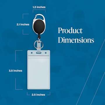 Will Well ID Badge Holders with Clip and Keyring - Vertical Clear Plastic 3.58" x 2.52" Sleeves Fit Up to 3 Cards - Retractable 24" UHMWPE Fiber Pull Cords for Easy Access - 5-Pack, Black Reels