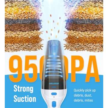 Milunho Powerful Handheld Vacuum Cordless - 9500PA Rechargeable Mini Vacuum with Accessories for Car...