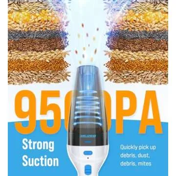 Milunho Powerful Handheld Vacuum Cordless - 9500PA Rechargeable Mini Vacuum with Accessories for Car...