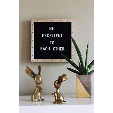 Letter Board The Original Black Felt Board with Stand, Built-in LED Lights 10 x 10 -Menu Board + Wood Frame, 340 Letters, Emojis + Cursive Words - Custom Sign Messages Pregnancy Announcement, Weddings