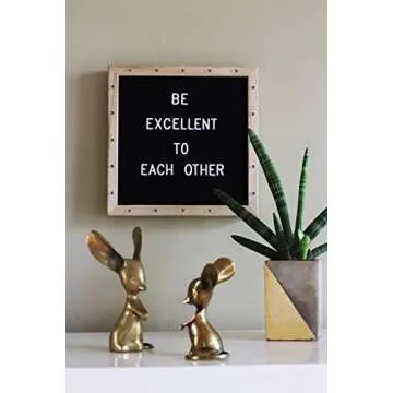 Letter Board The Original Black Felt Board with Stand, Built-in LED Lights 10 x 10 -Menu Board + Wood Frame, 340 Letters, Emojis + Cursive Words - Custom Sign Messages Pregnancy Announcement, Weddings