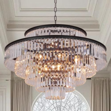 GMlixin Crystal Chandelier Modern Luxury Pendant 6-Tier 31" Ceiling Lights Fixture for Dining Room, ...