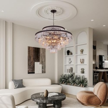 GMlixin Crystal Chandelier 31" Ceiling Light Fixture