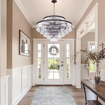 GMlixin Crystal Chandelier 31" Ceiling Light Fixture