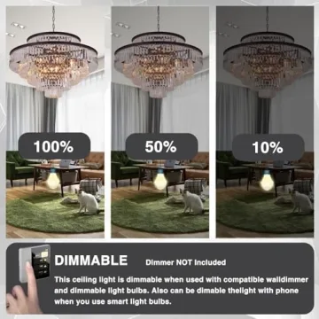 GMlixin Crystal Chandelier 31" Ceiling Light Fixture
