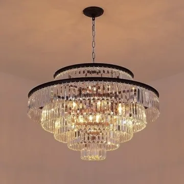GMlixin Crystal Chandelier 31" Ceiling Light Fixture