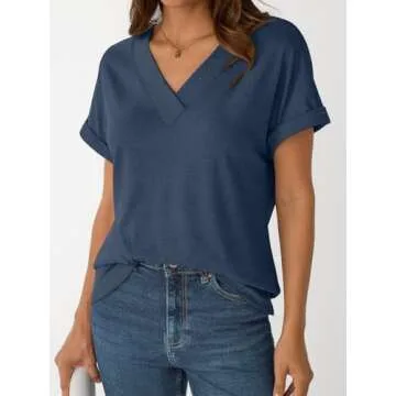 AUTOMET Women's V Neck T-Shirt - Stylish Casual Tops