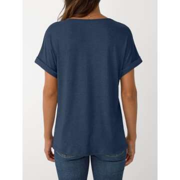 AUTOMET Women's V Neck T-Shirt - Stylish Casual Tops