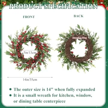 SHACOS 14" Artificial Christmas Wreath for Home Decor