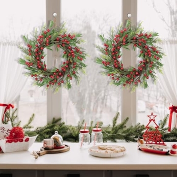 SHACOS 14" Artificial Christmas Wreath for Home Decor