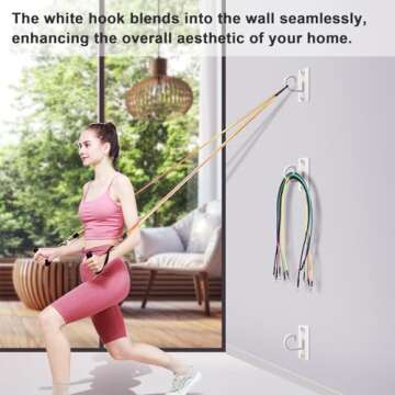 KOMOHOM Resistance Band Wall Anchor,Workout Wall Mount Anchor,Exercise Band Hook,White Workout Band Holder for Home Gym Workout Equipment Accessories,Band Wall Mounts for Workout Band (3PCS)