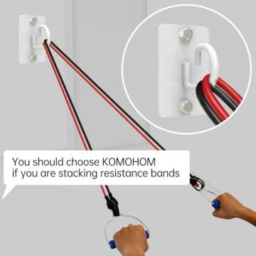 KOMOHOM Resistance Band Wall Anchor,Workout Wall Mount Anchor,Exercise Band Hook,White Workout Band Holder for Home Gym Workout Equipment Accessories,Band Wall Mounts for Workout Band (3PCS)