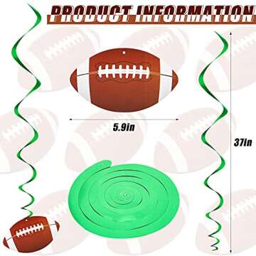 Gersoniel Football Birthday Decor 2025 Game Day Party Decorations Hanging Swirls Banners Garland Kit