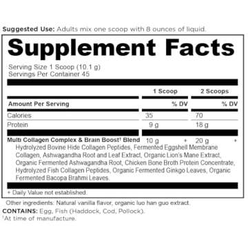 Collagen Powder Brain Boost by Ancient Nutrition, Vanilla Collagen Protein Powder, 45 Serving Brain Supplement for Stress Management and Reduced Joint Discomfort