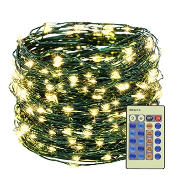 Decute 300LED 99FT Christmas Tree String Lights Green Wire Dimmable with Remote Control, UL Listed P...