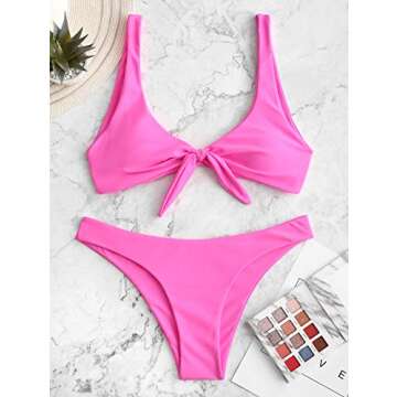 ZAFUL Neon Plunge Bikini Swimsuit for Confident Women