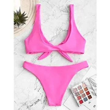 ZAFUL Neon Plunge Bikini Swimsuit for Confident Women