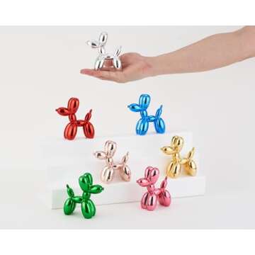 AMOIENSIS Shiny Balloon Dog Statue Decor, 4 inch Electroplate Gold Balloon Dog Animal Sculpture, Small Nick Nacks for Shelf Decor, Small Eclectic Decor Desktop, Vibrant Balloon Dog