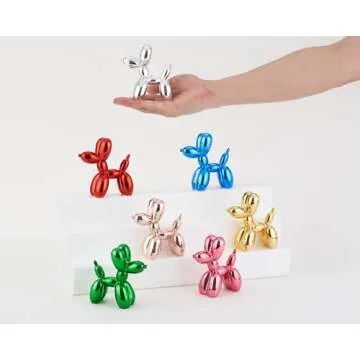 AMOIENSIS Shiny Balloon Dog Statue Decor, 4 inch Electroplate Gold Balloon Dog Animal Sculpture, Small Nick Nacks for Shelf Decor, Small Eclectic Decor Desktop, Vibrant Balloon Dog