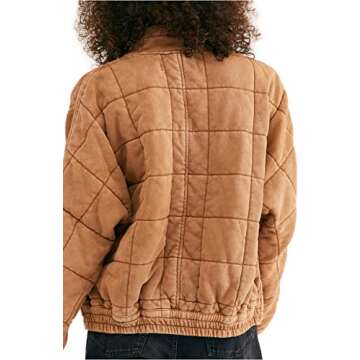 Free People Dolman Quilted Knit Jacket Mushroom MD (Women's 8-10)